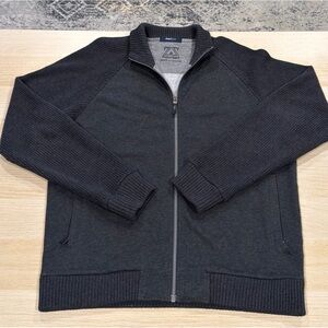 Zegna Sport Cotton Cashmere Knit Zip Sweater Sz L Grey